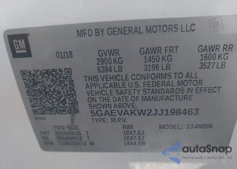 2018 Buick Enclave Essence из США, поврежденный, VIN 5GAEVAKW2JJ198463